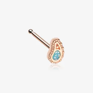 Rose Gold Paisley Mandala Sparkle Nose Stud Ring