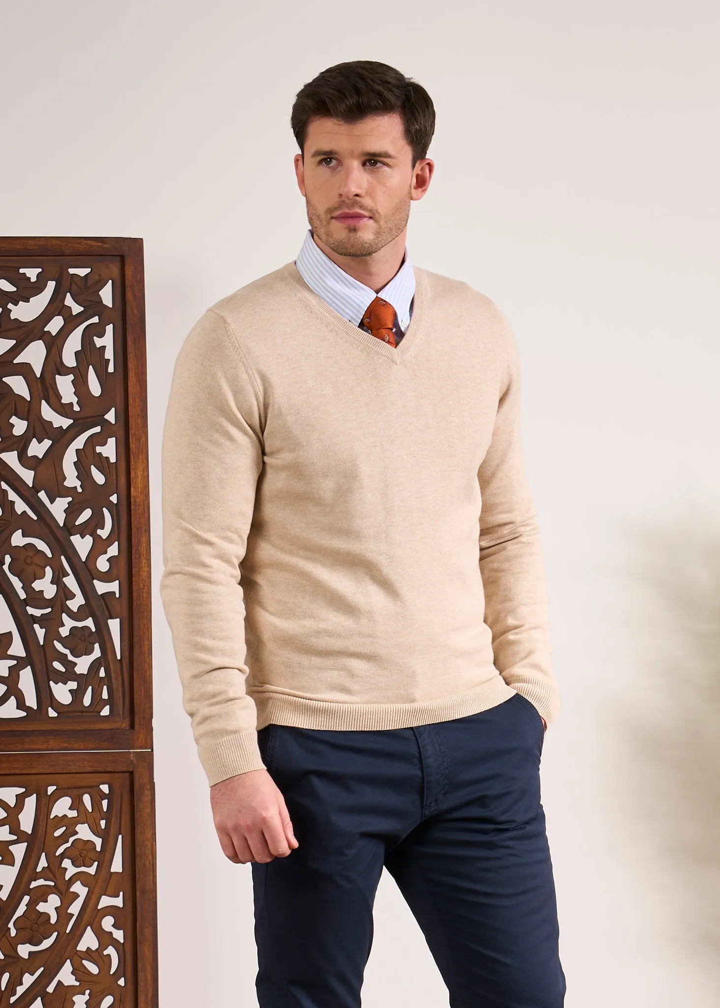 Rothwell Cotton Cashmere Jumper In Sand