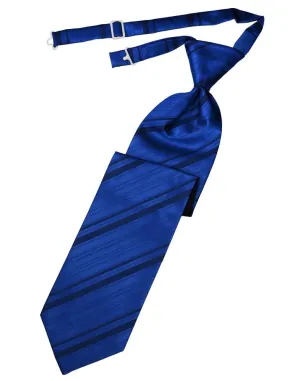 Royal Blue Striped Satin Kids Necktie
