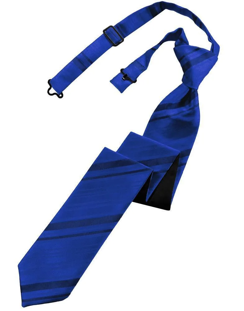 Royal Blue Striped Satin Skinny Necktie