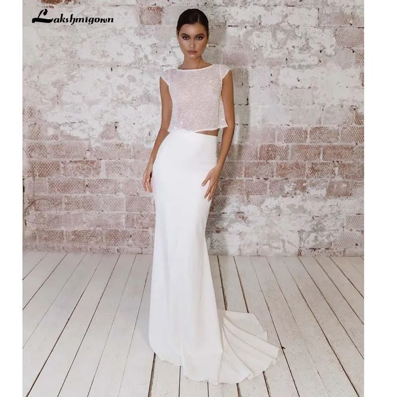 Roycebridal Elegant Mermaid Wedding Dresses top Bling Bling Sequins Satin