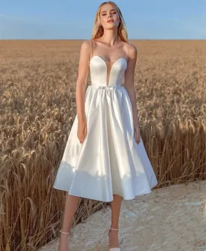 Roycebridal Elegant Short Wedding Dress A-Line Knee Length Sleeveless