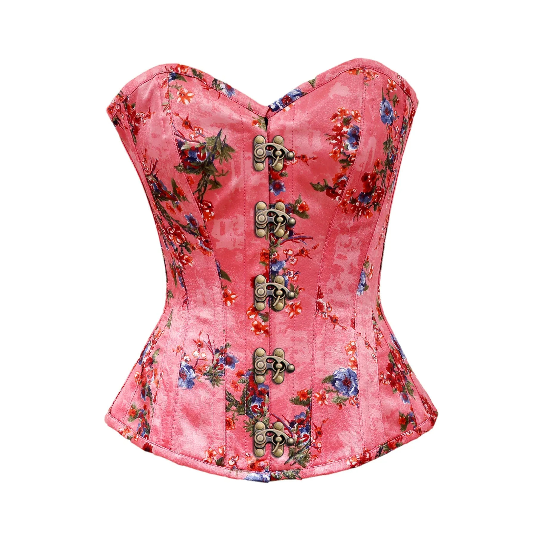 Russo Floral Print Satin Overbust Corset