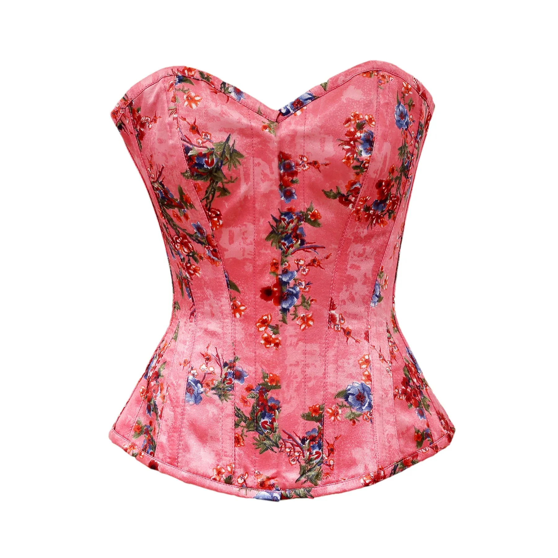 Russo Floral Print Satin Overbust Corset