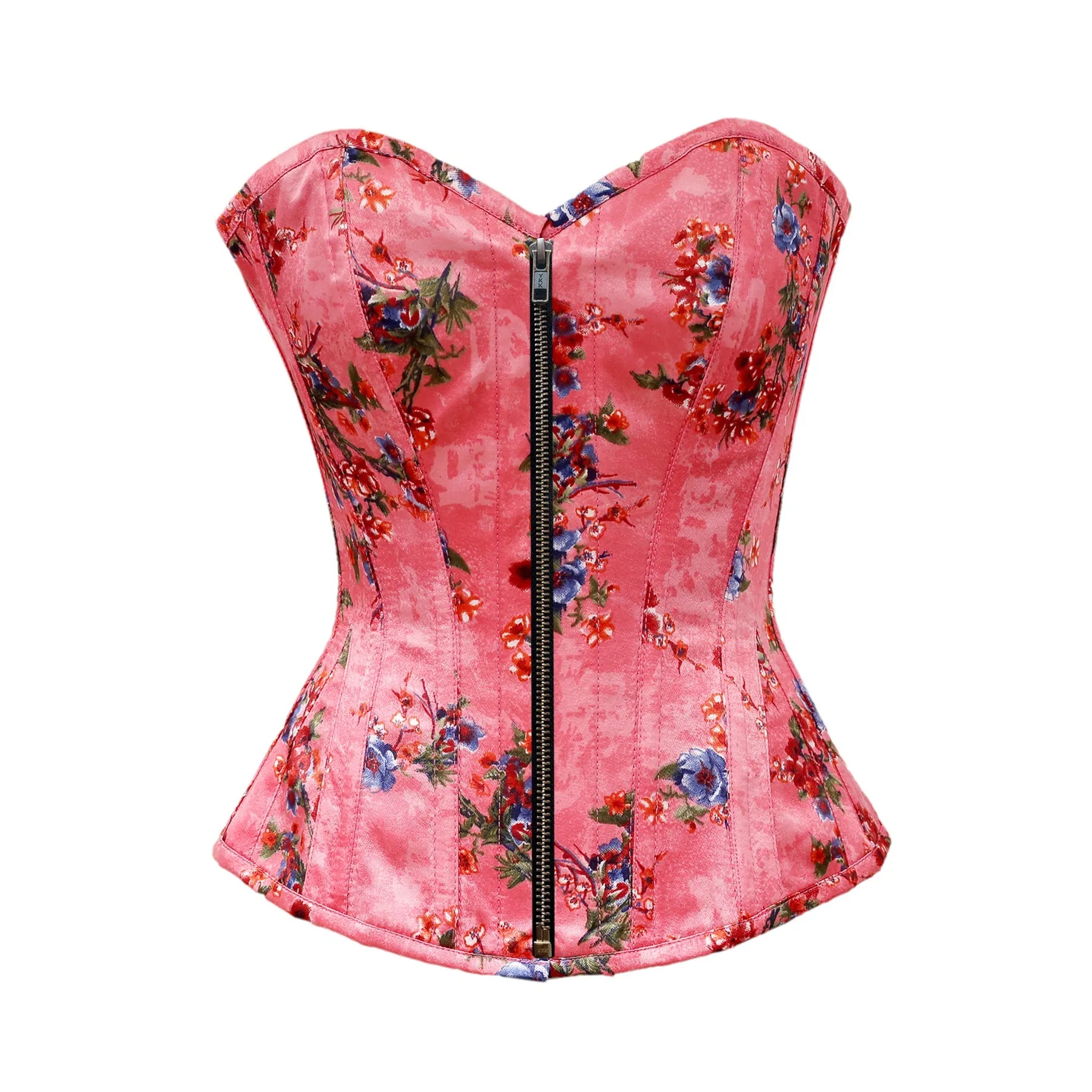 Russo Floral Print Satin Overbust Corset