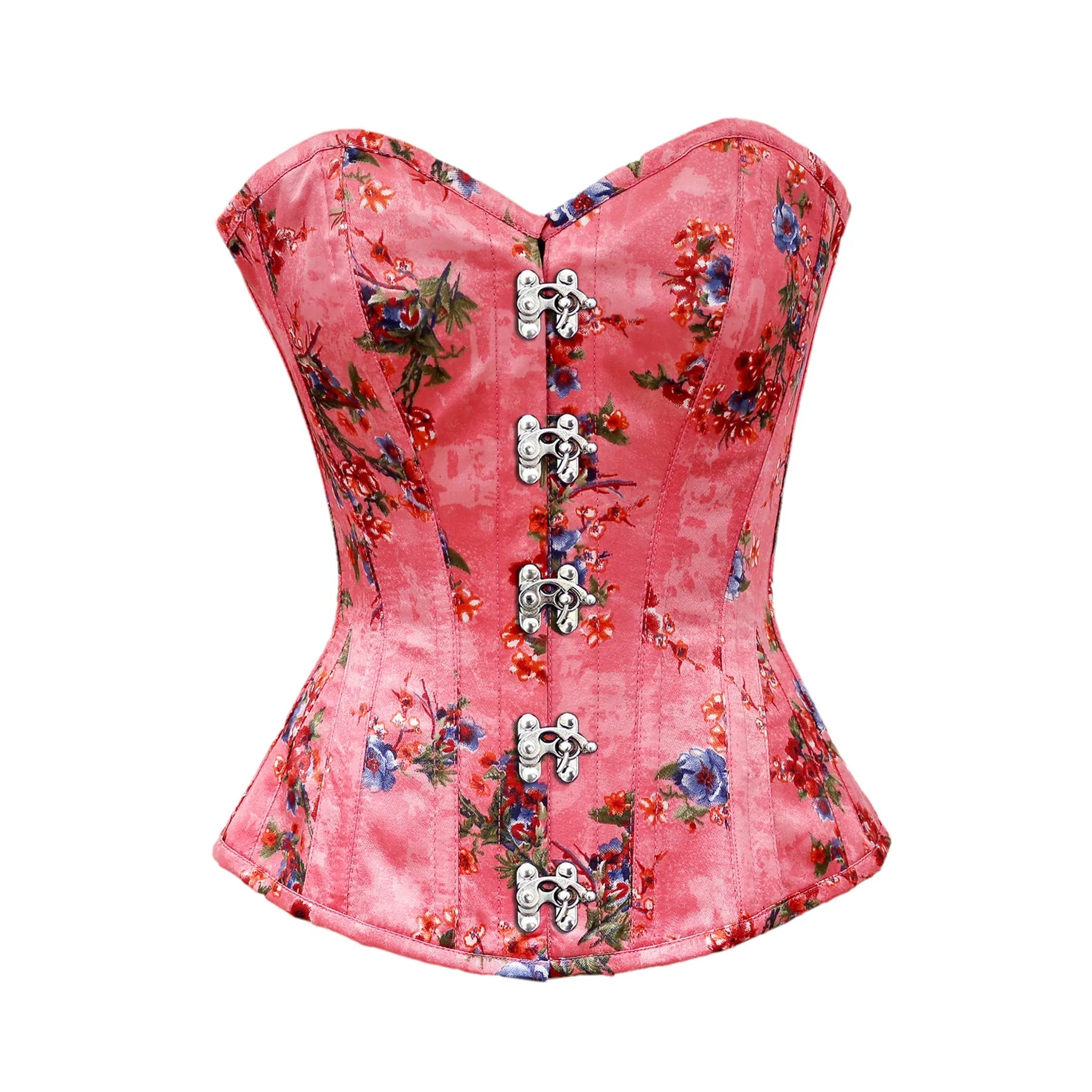 Russo Floral Print Satin Overbust Corset