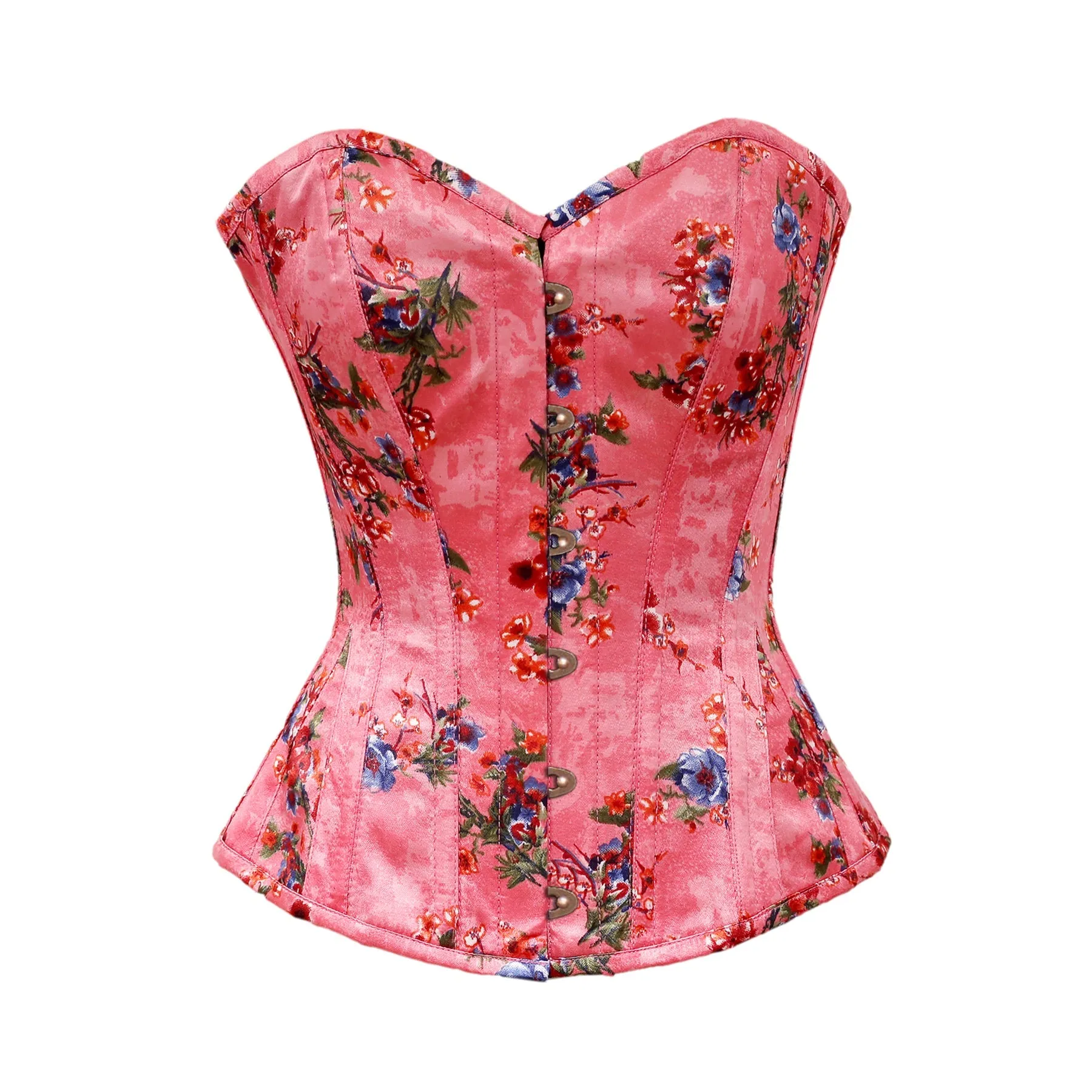 Russo Floral Print Satin Overbust Corset