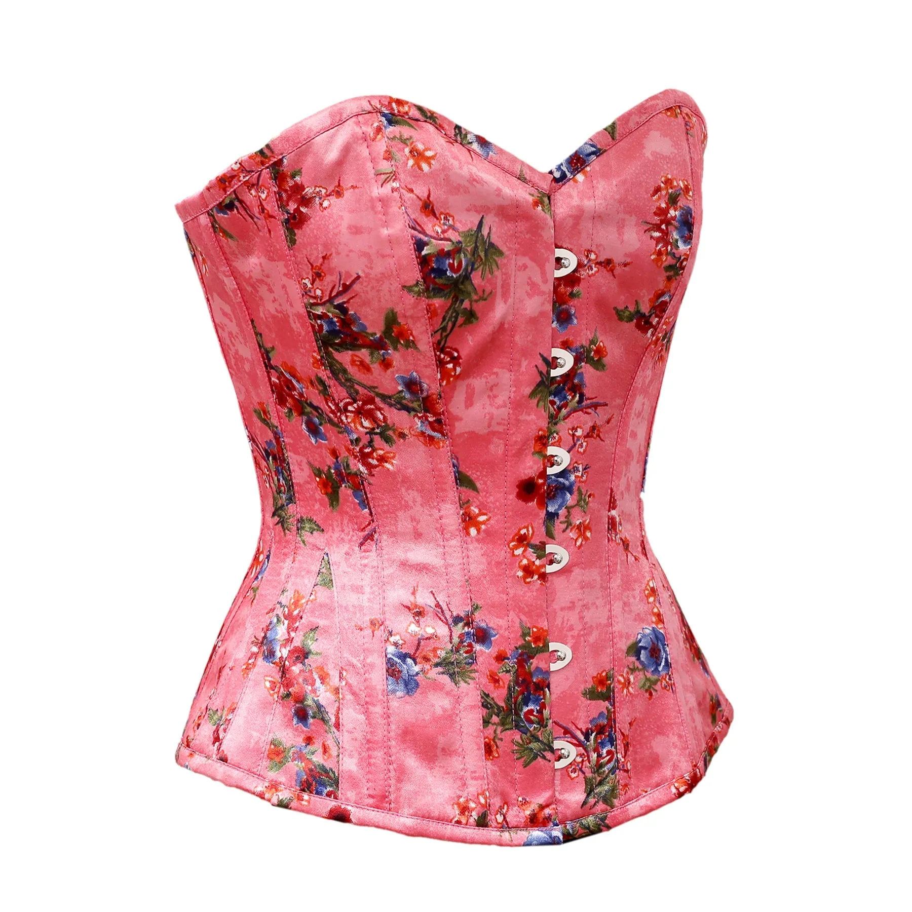 Russo Floral Print Satin Overbust Corset