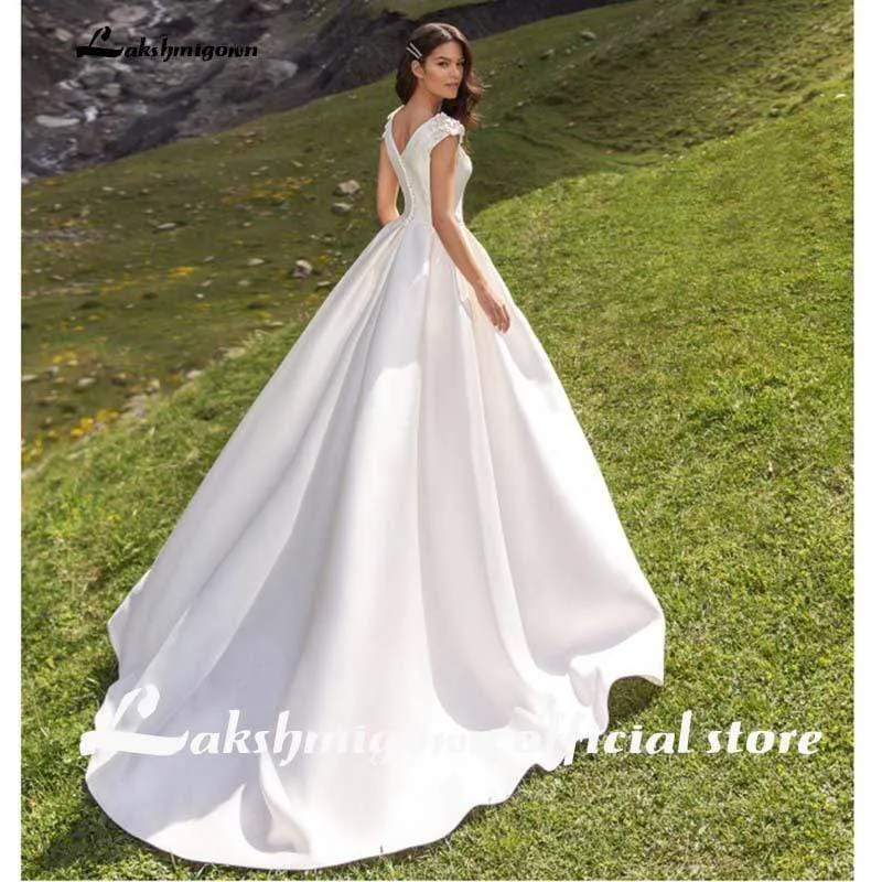 Satin Elegant A Line Bridal Dress Satin WeddingDresses
