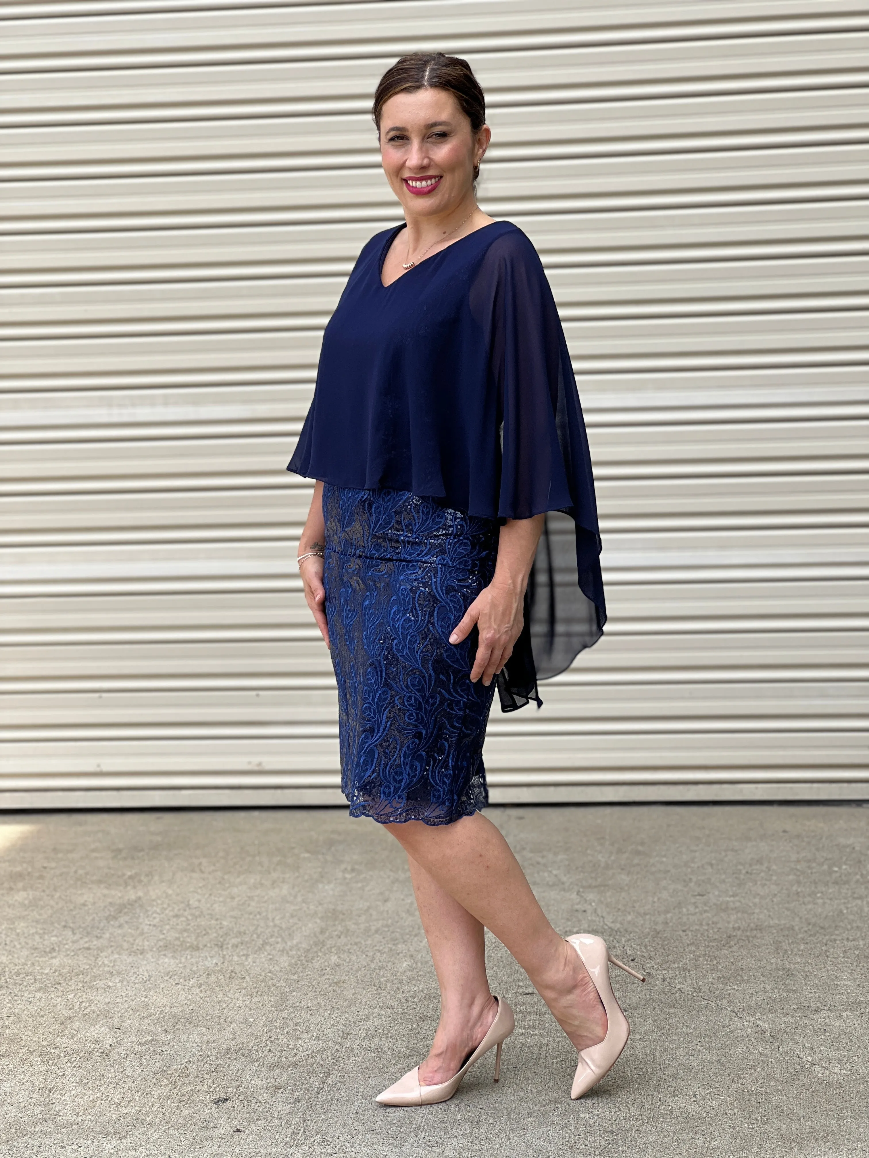 Scarlett Navy Sequin Evening Dress