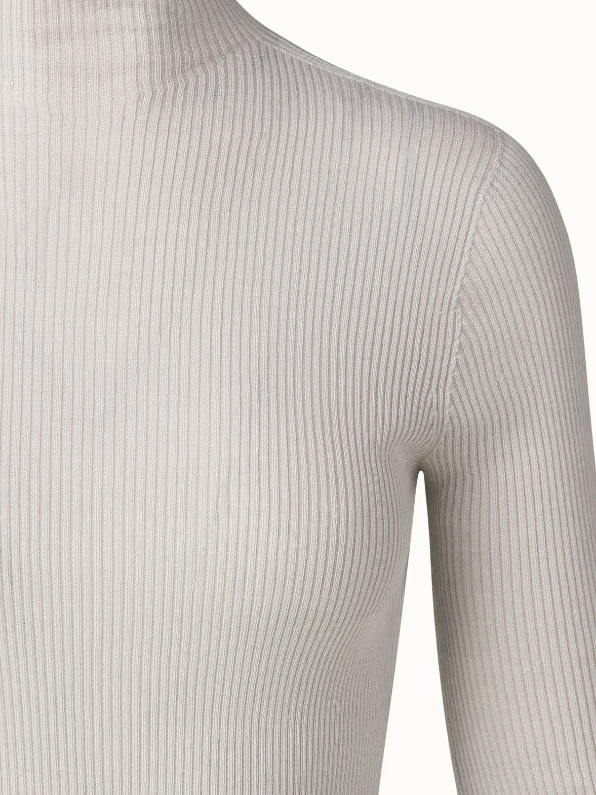 Seamless Cashmere Silk Rib Knit Pullover