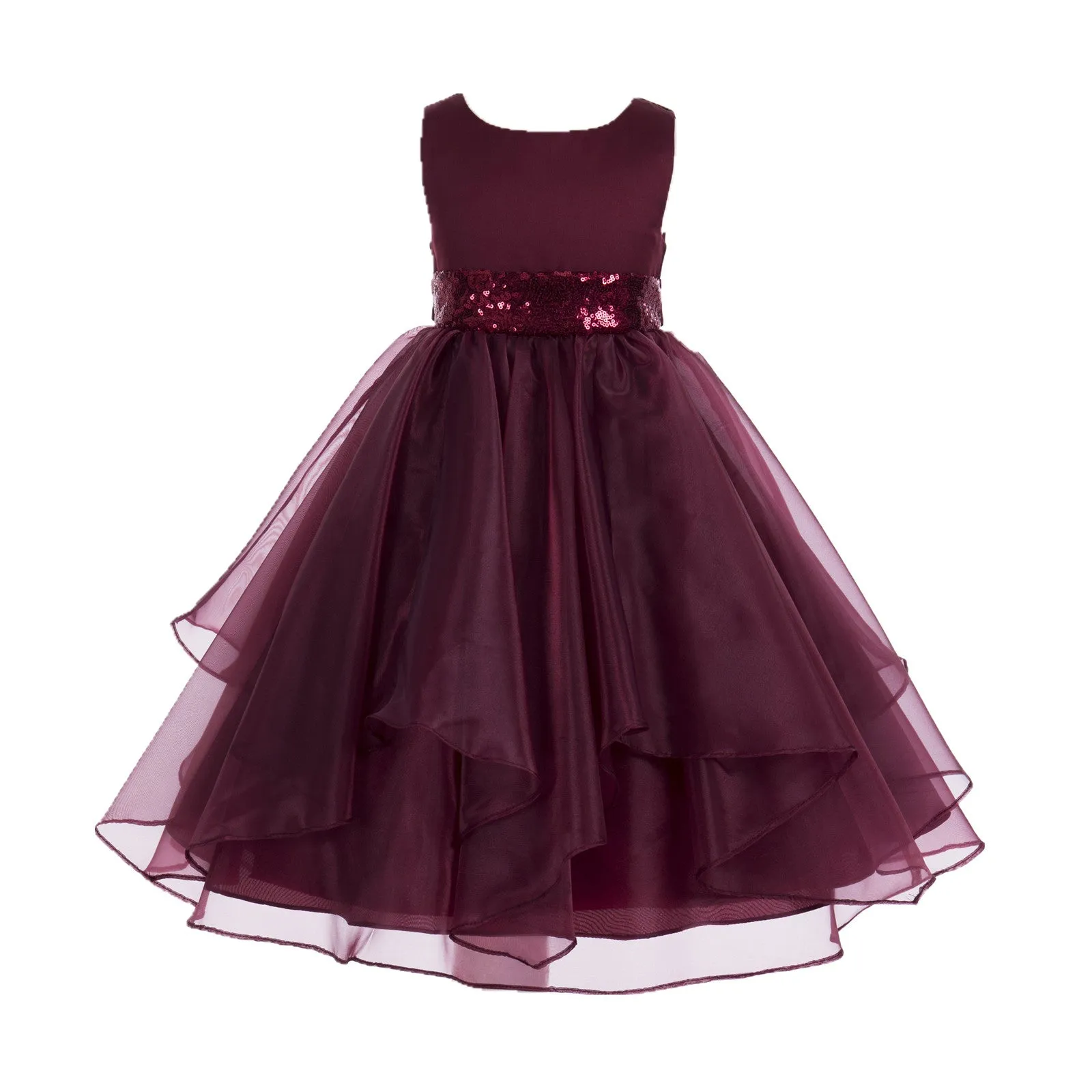 Sequin Ruffles Organza Flower Girl Dress Toddler Wedding Pageant Party Recital Special Event 012S(1)