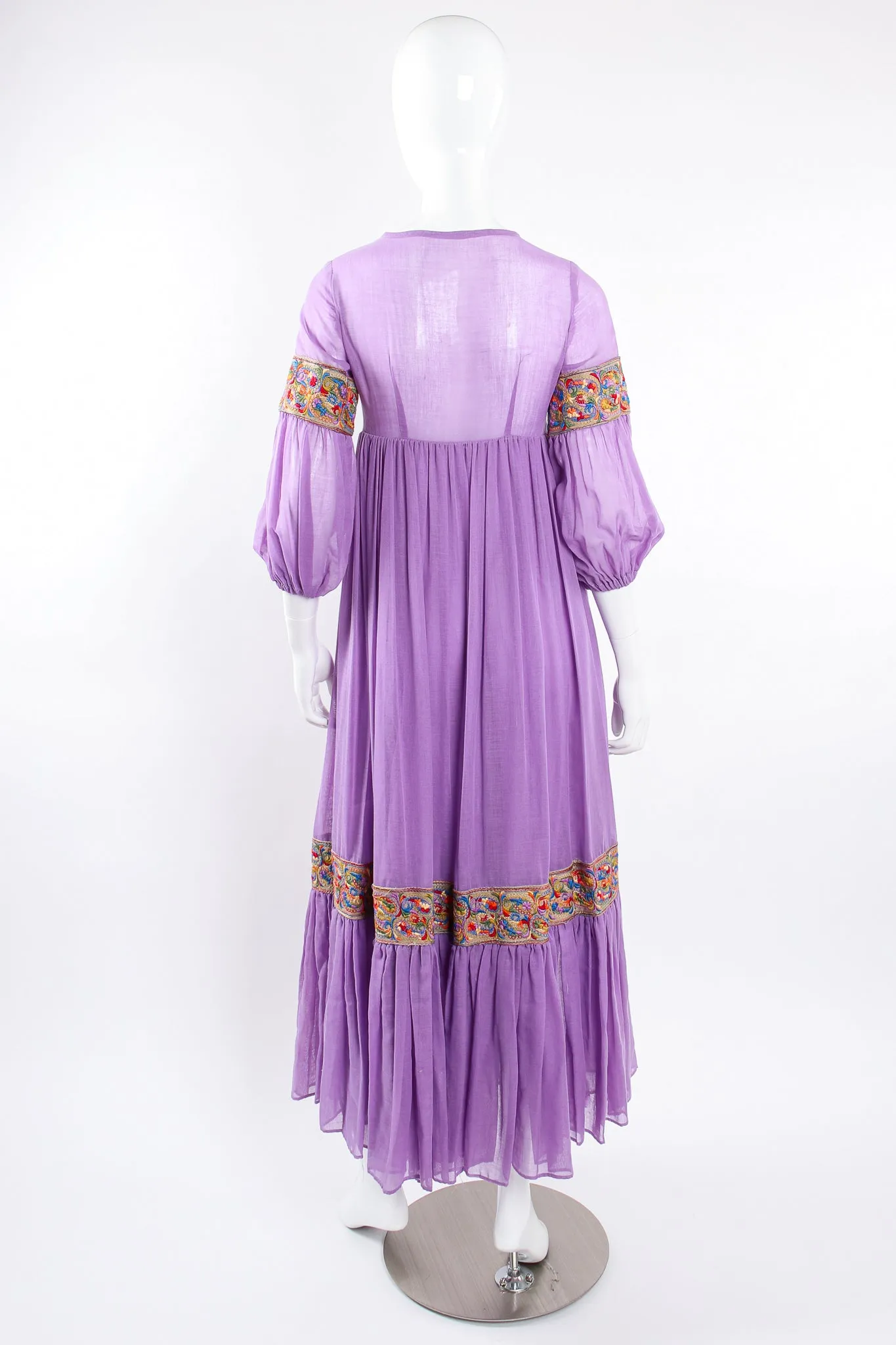 Sheer Paisley Embroidered Peasant Dress
