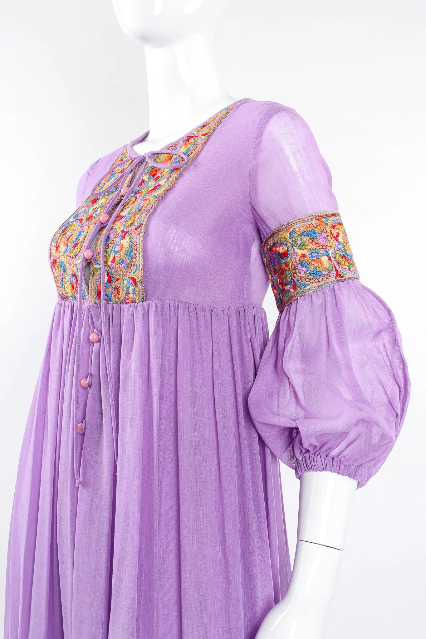 Sheer Paisley Embroidered Peasant Dress