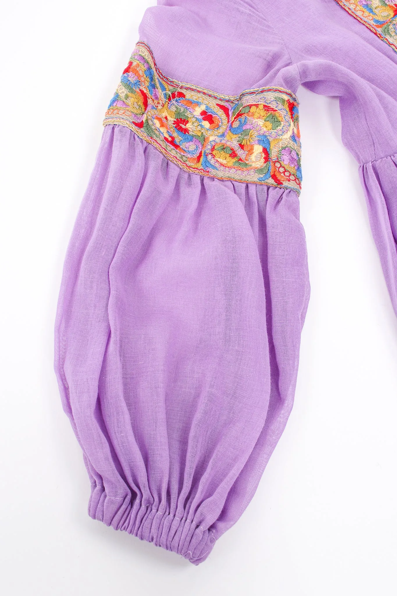 Sheer Paisley Embroidered Peasant Dress