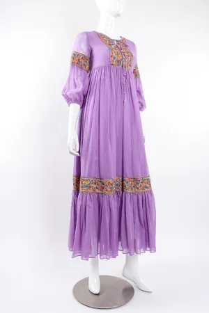 Sheer Paisley Embroidered Peasant Dress