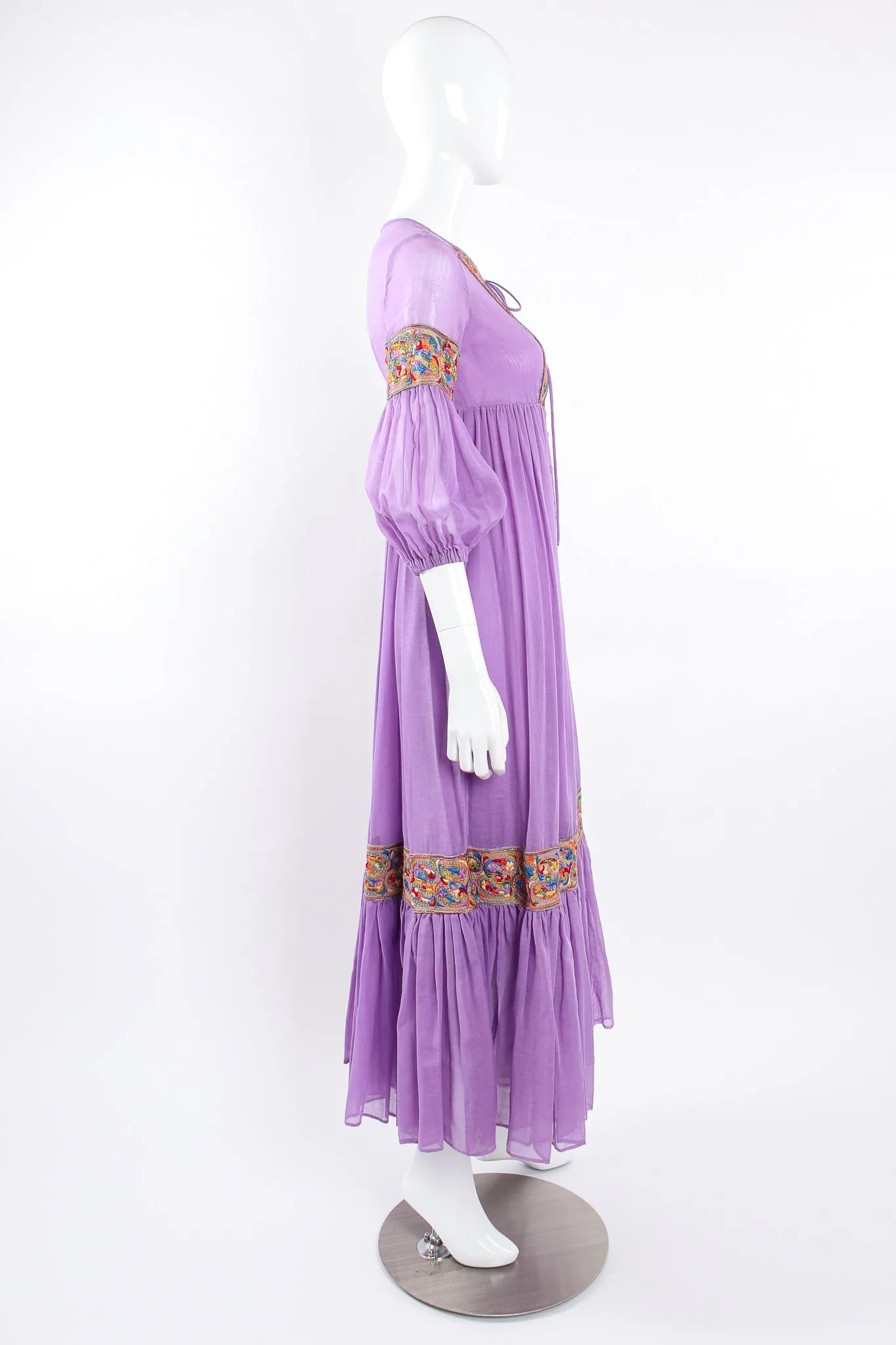 Sheer Paisley Embroidered Peasant Dress