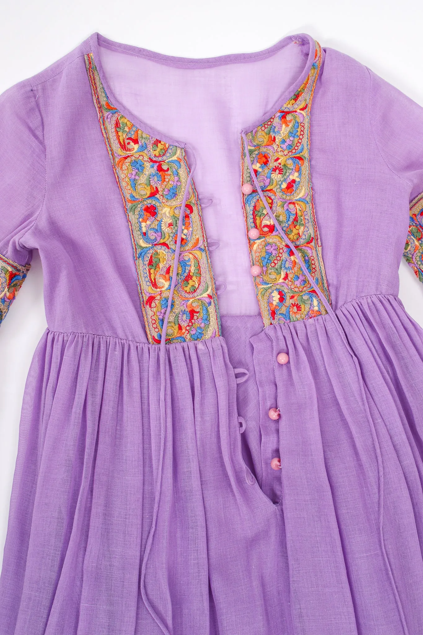 Sheer Paisley Embroidered Peasant Dress