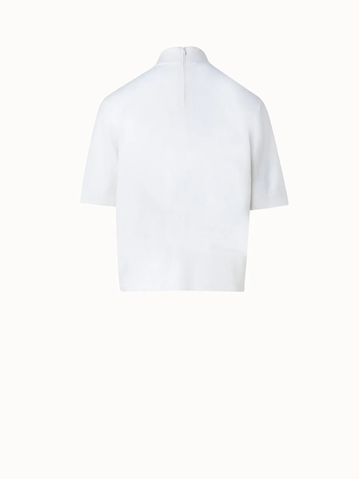 Short Sleeve Cashmere Knotted Mock Neck Top