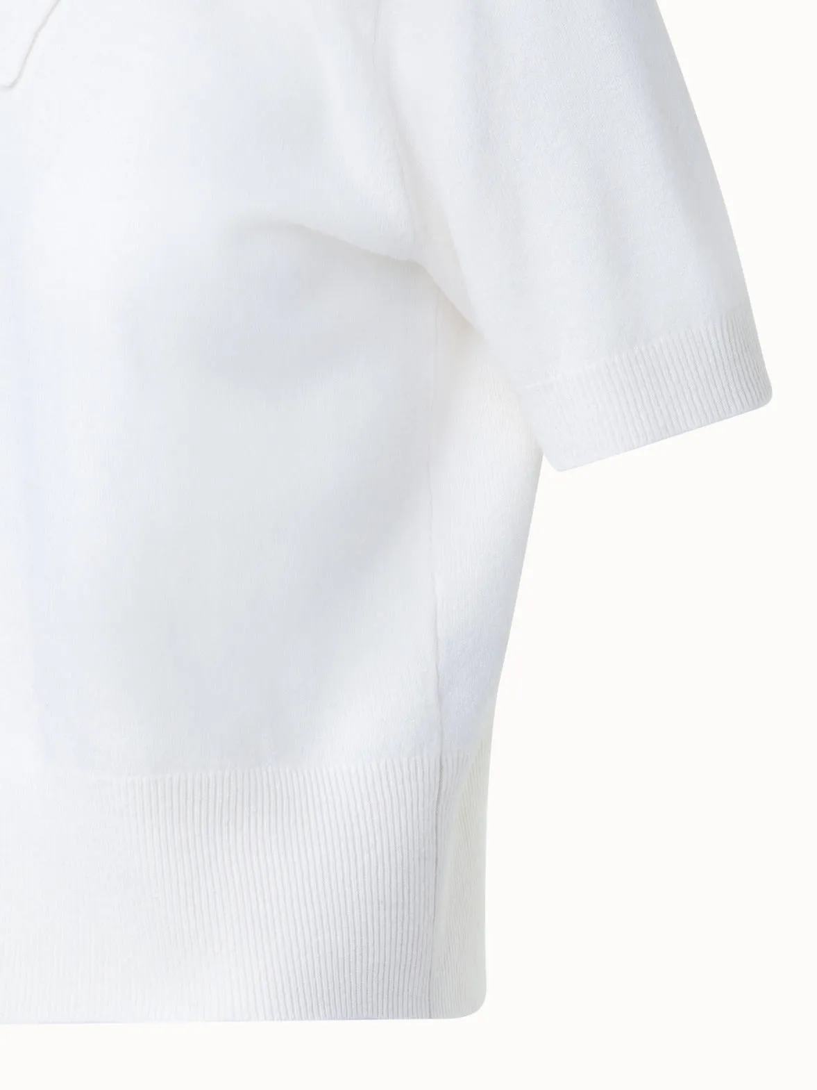 Short Sleeve Cashmere Knotted Mock Neck Top