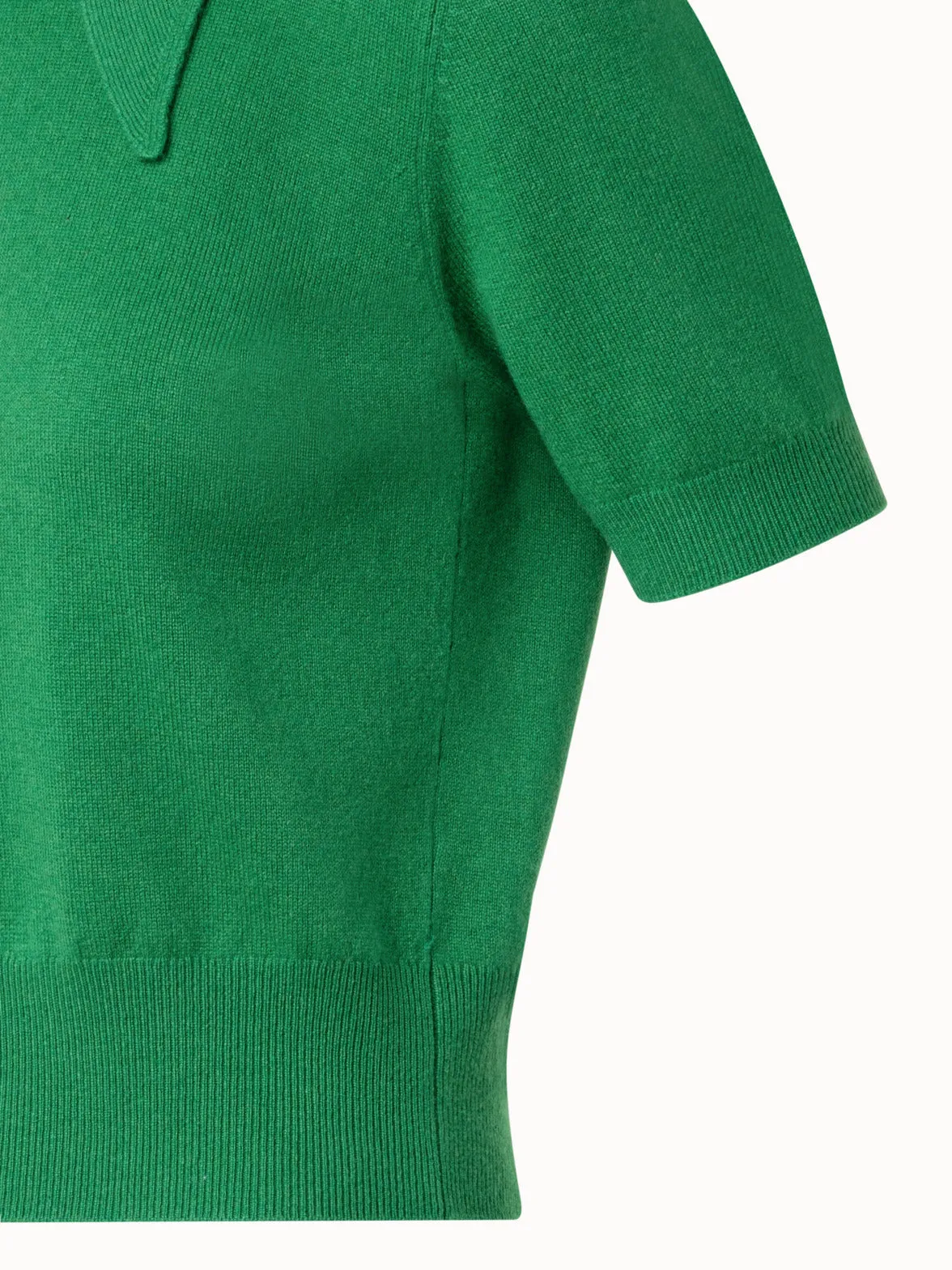Short Sleeve Cashmere Knotted Mock Neck Top