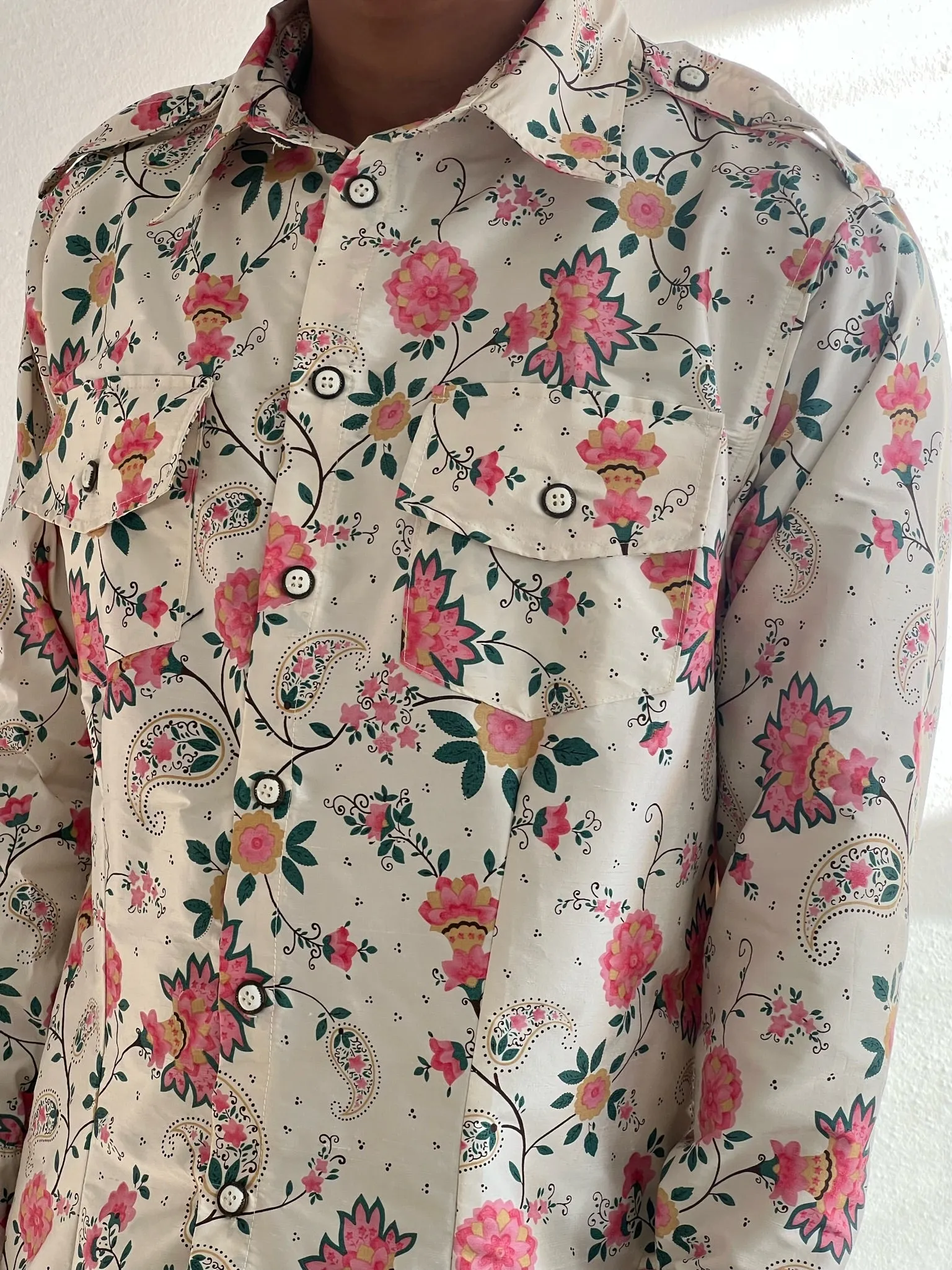 Silk Floral Paisley Button Up