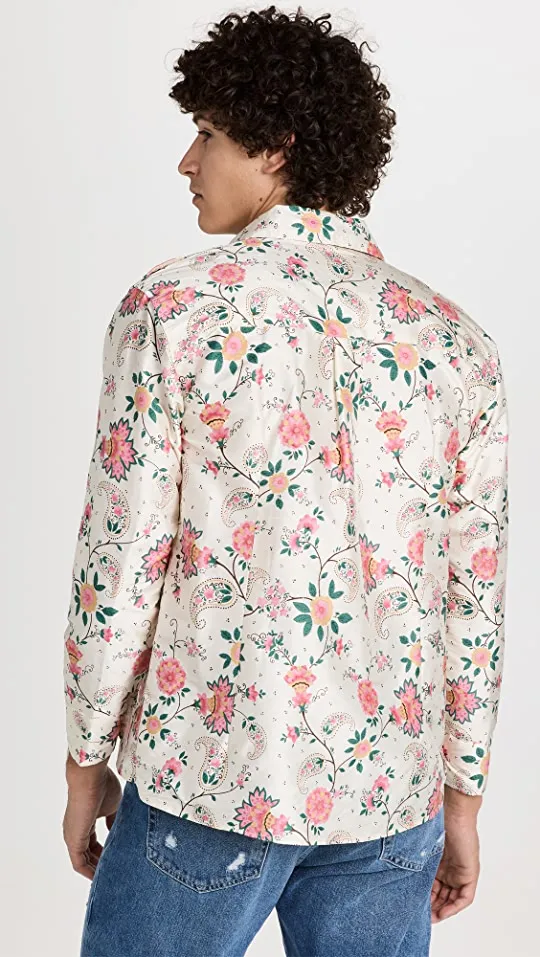 Silk Floral Paisley Button Up