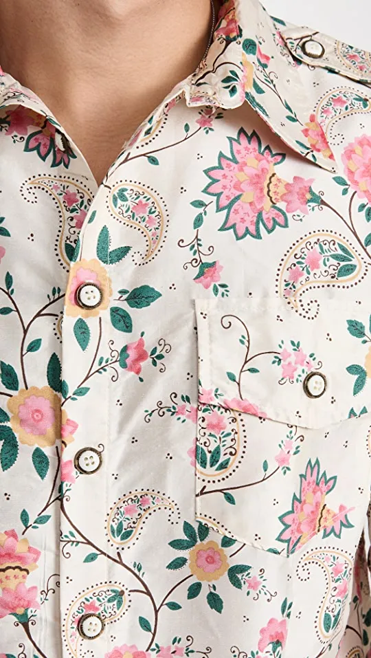 Silk Floral Paisley Button Up