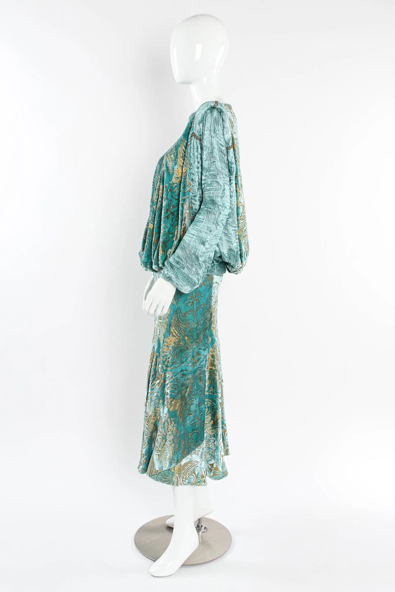 Silk Velvet Pleated Drape Dress