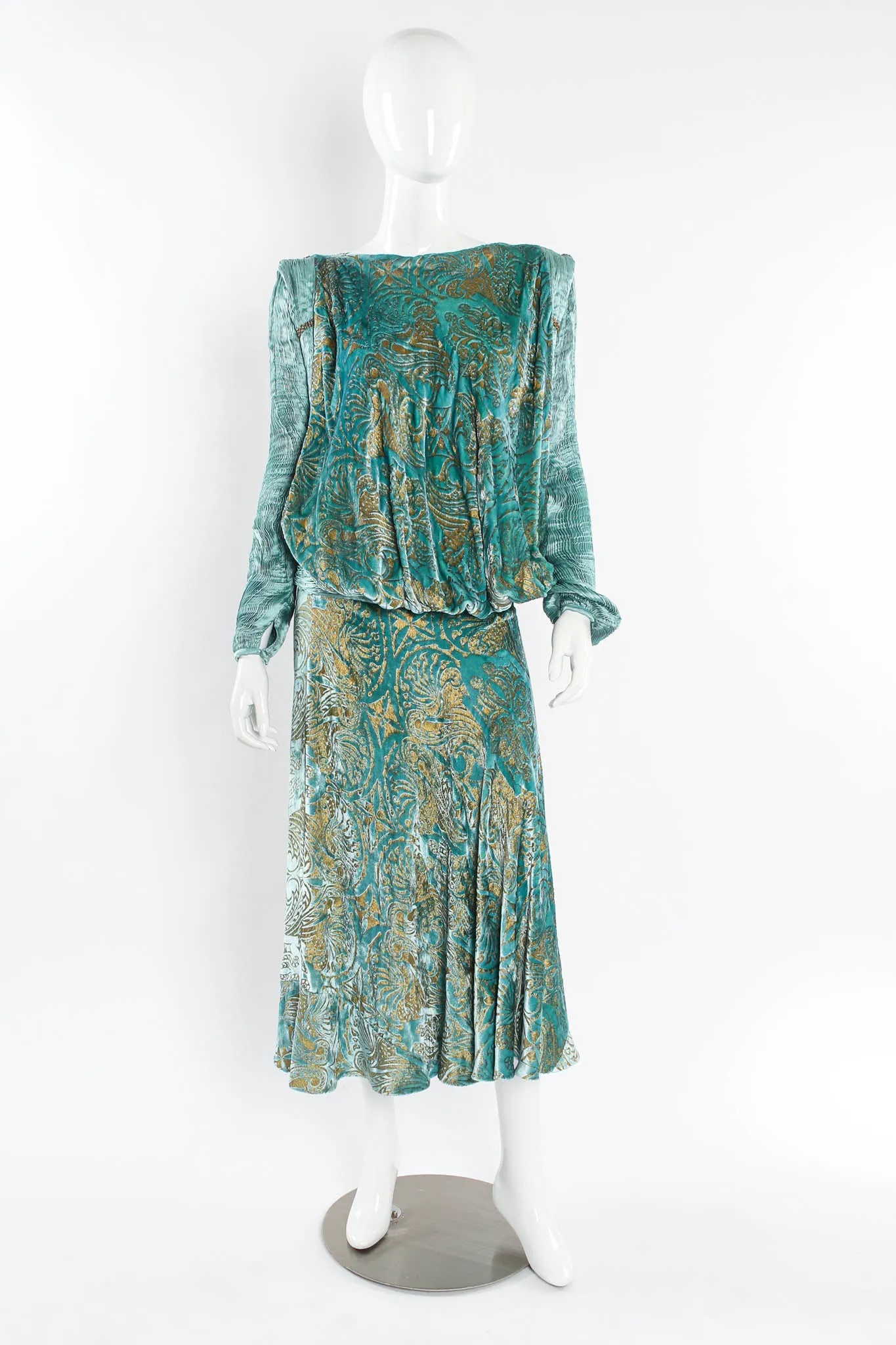 Silk Velvet Pleated Drape Dress