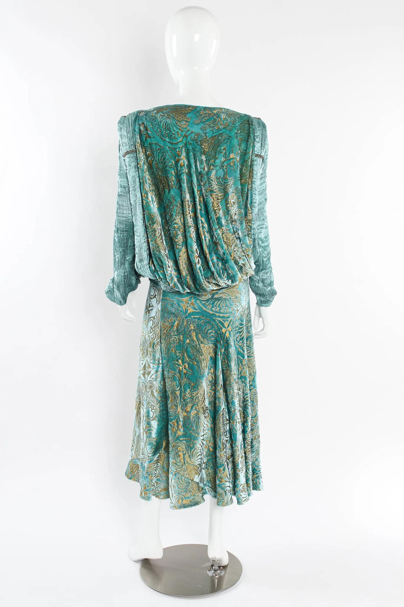 Silk Velvet Pleated Drape Dress