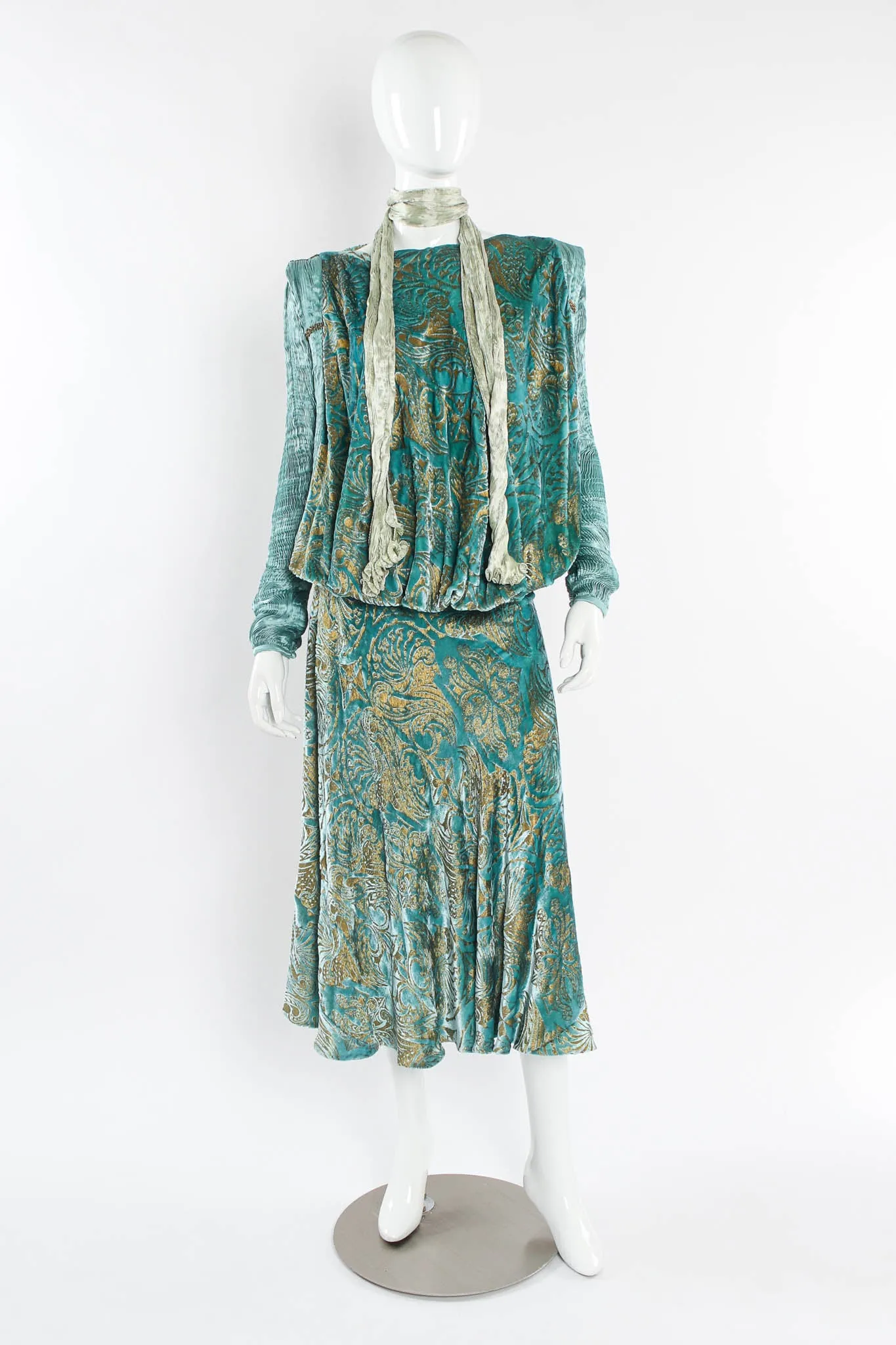 Silk Velvet Pleated Drape Dress