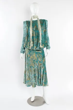 Silk Velvet Pleated Drape Dress
