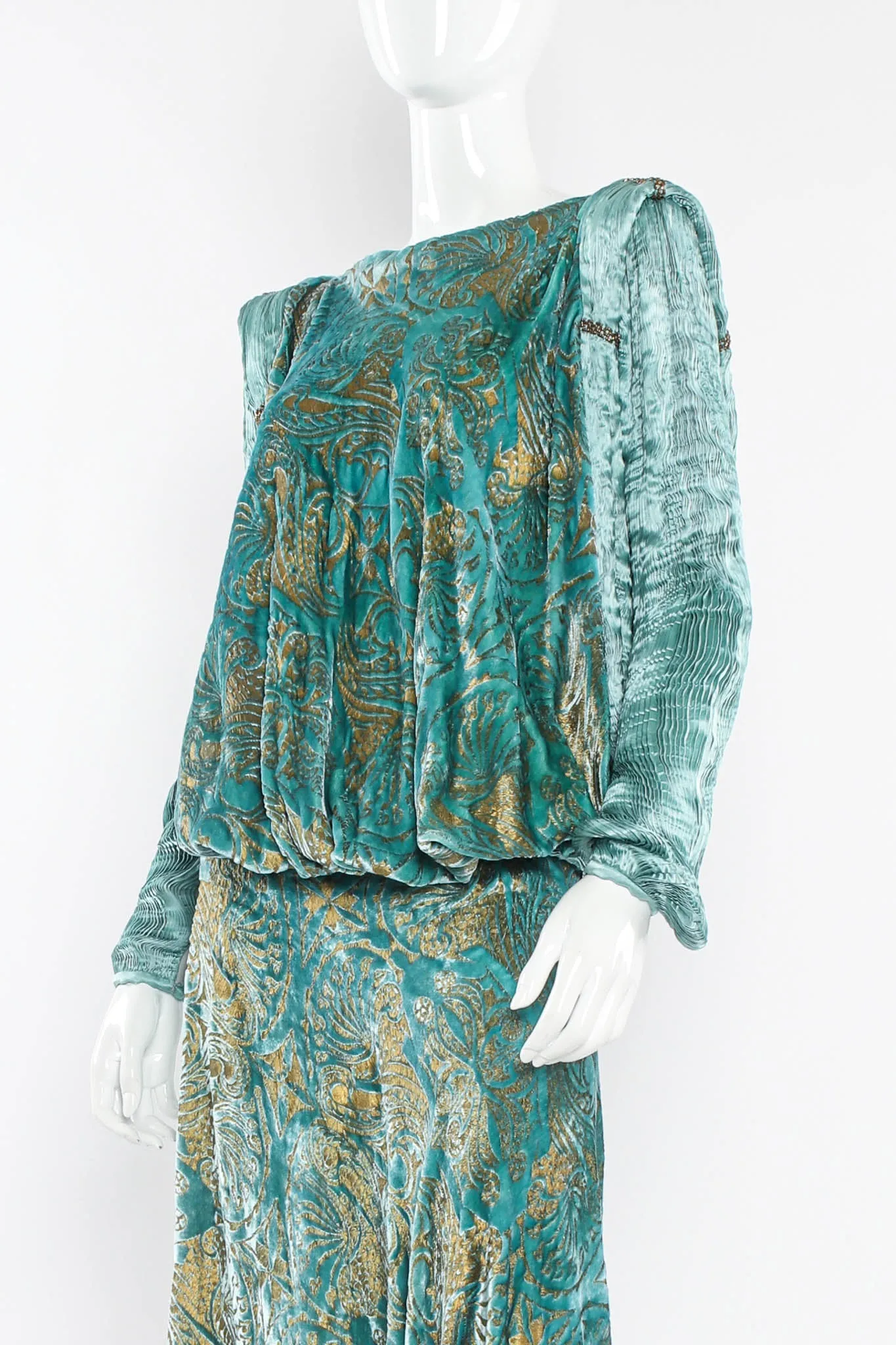 Silk Velvet Pleated Drape Dress
