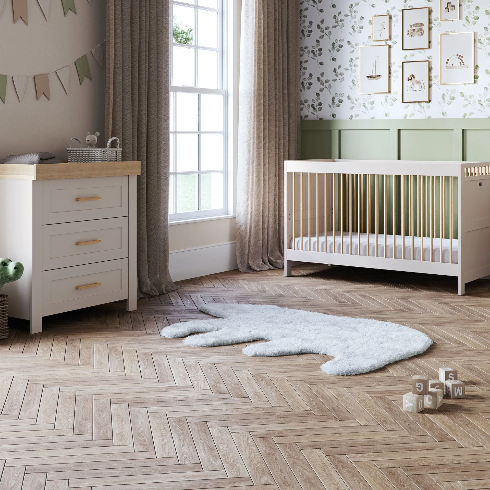 Silver Cross Seville 2 Piece Dresser Room Set in Cashmere Oak