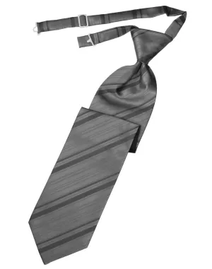 Silver Striped Satin Kids Necktie