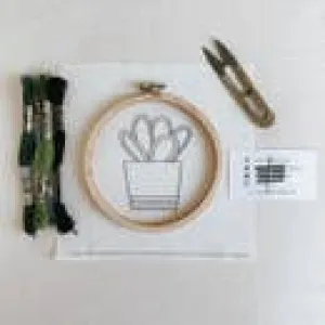 Simple Cactus Embroidery Kit -- Thistle & Thread Design