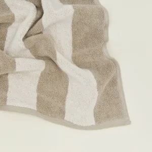 Simple Striped Terry Bath Mat, Ivory/Flax
