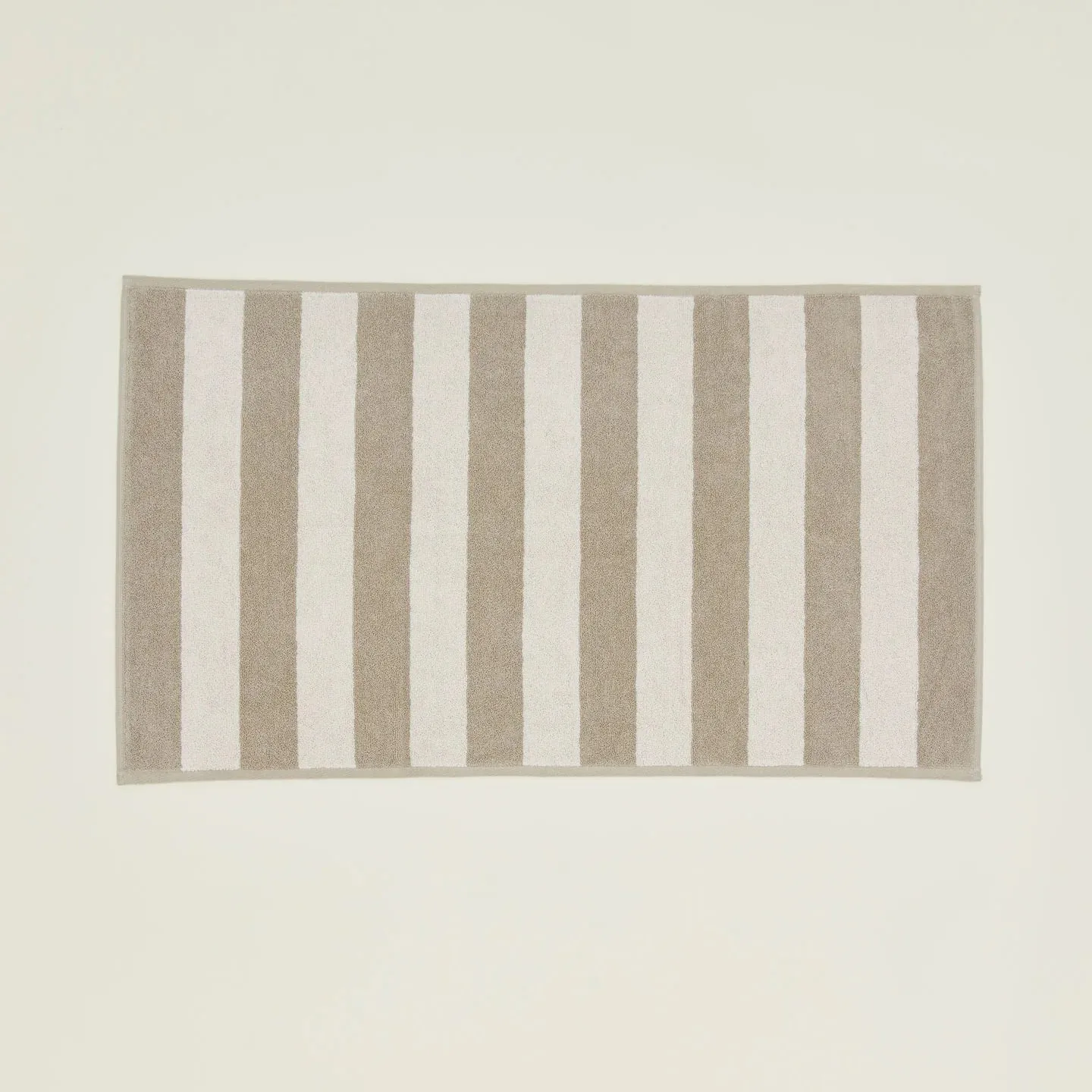 Simple Striped Terry Bath Mat, Ivory/Flax