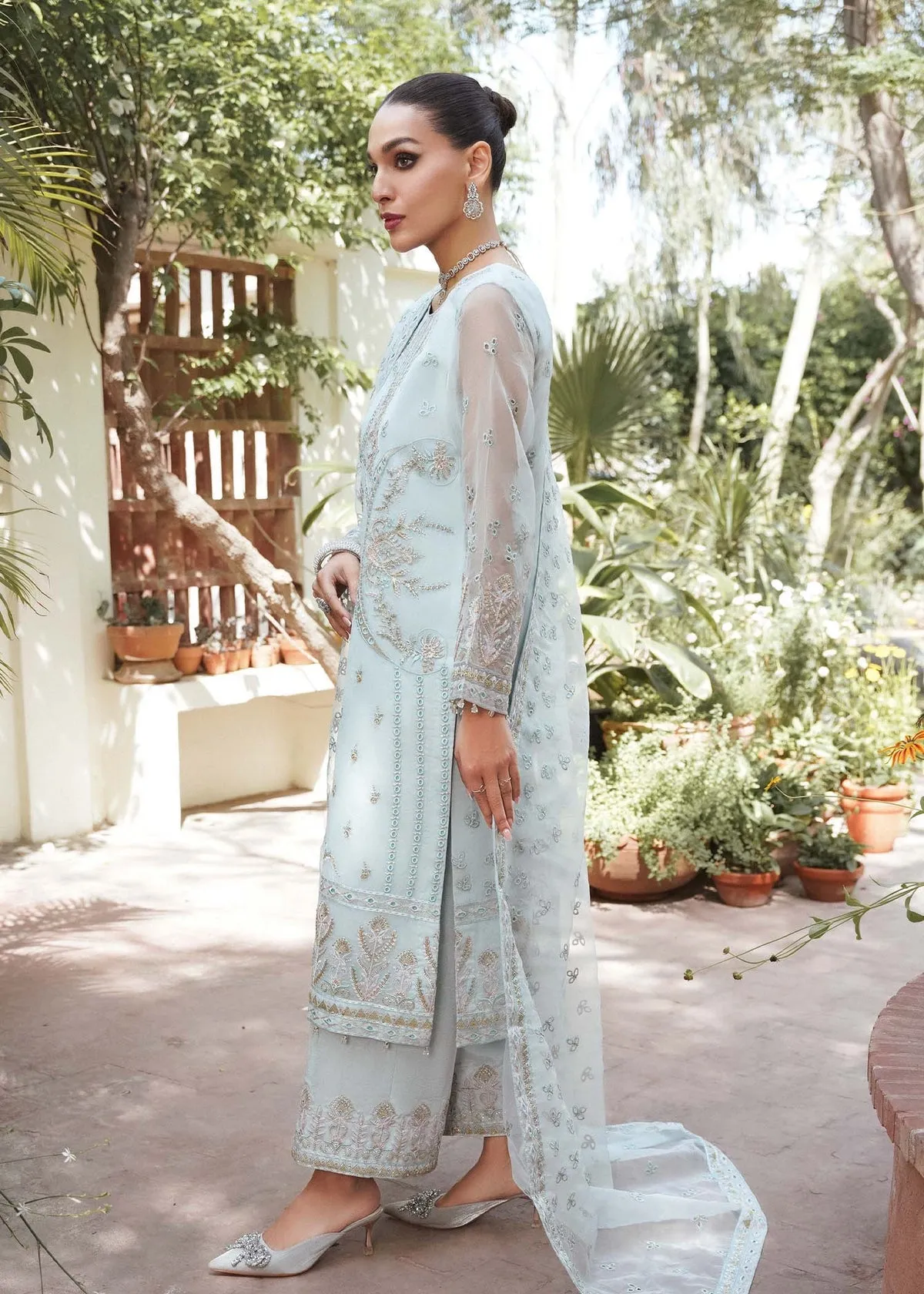 Sky Blue Embroidered Pakistani Salwar Kameez Dupatta Salwar Suit