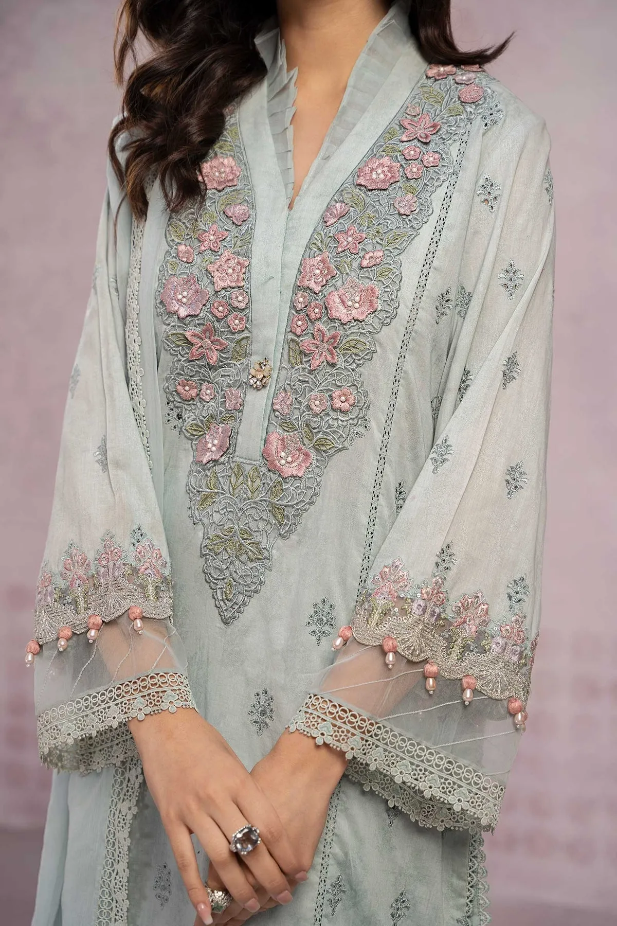 Sky Blue Embroidered Pakistani Salwar Kameez with Dupatta Salwar Suit