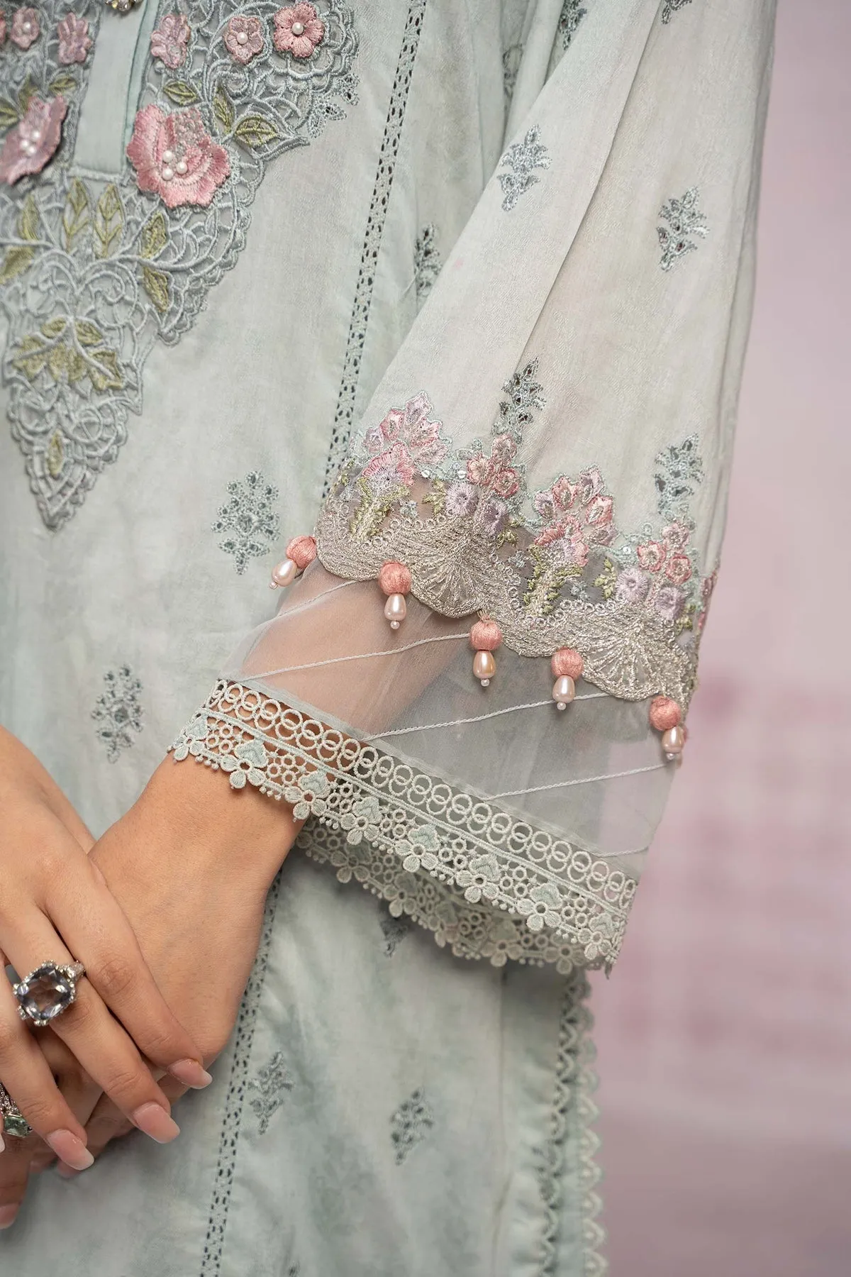 Sky Blue Embroidered Pakistani Salwar Kameez with Dupatta Salwar Suit