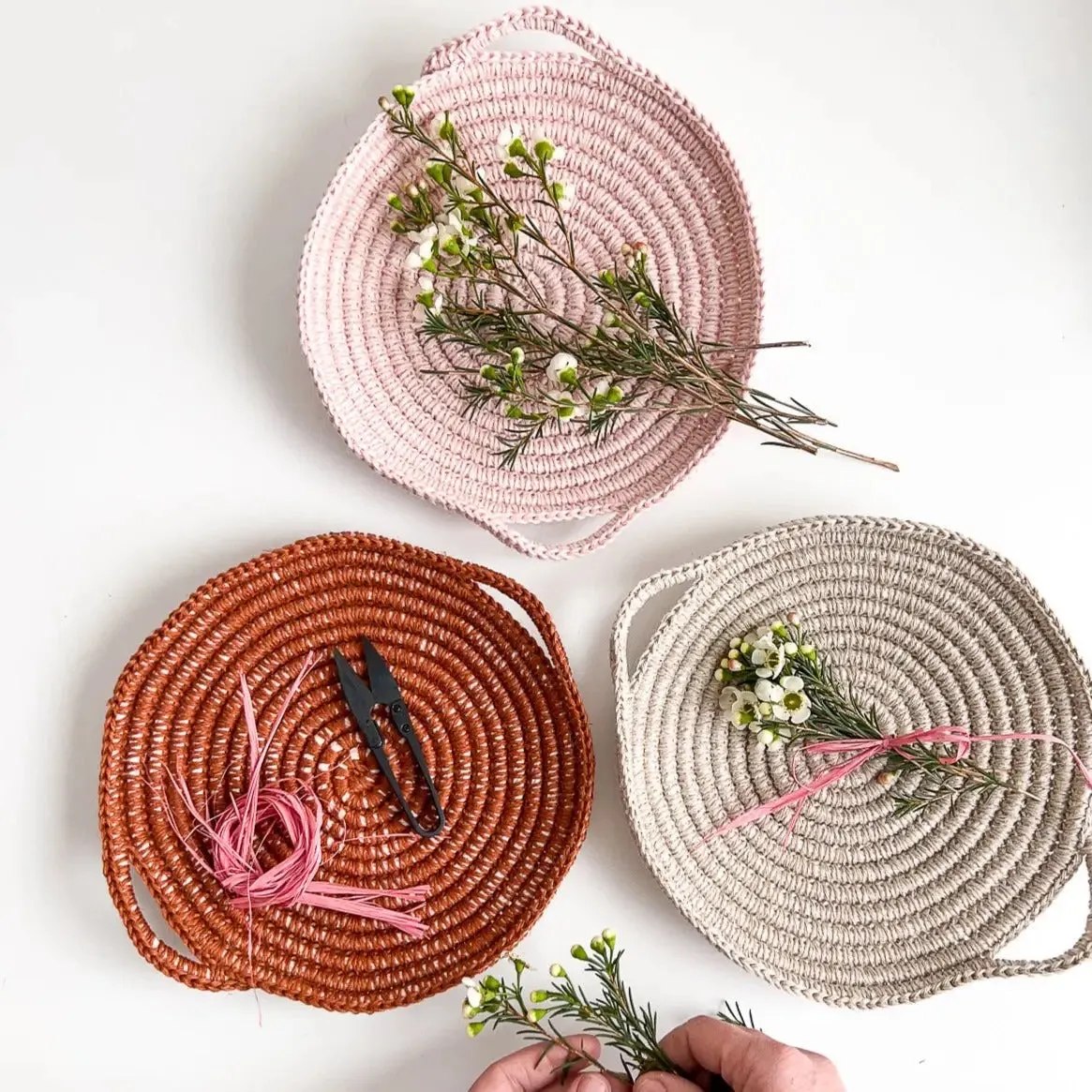 Skye Linen Crochet Basket Kit, Rust