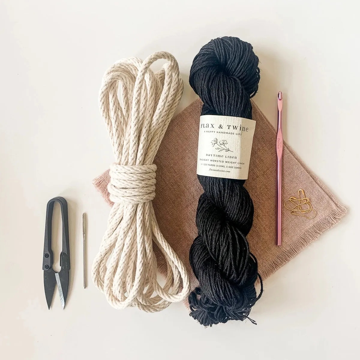 Skye Linen Crochet Basket Kit, Rust