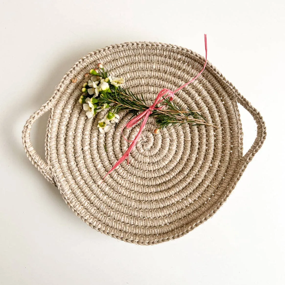 Skye Linen Crochet Basket Kit, Stone