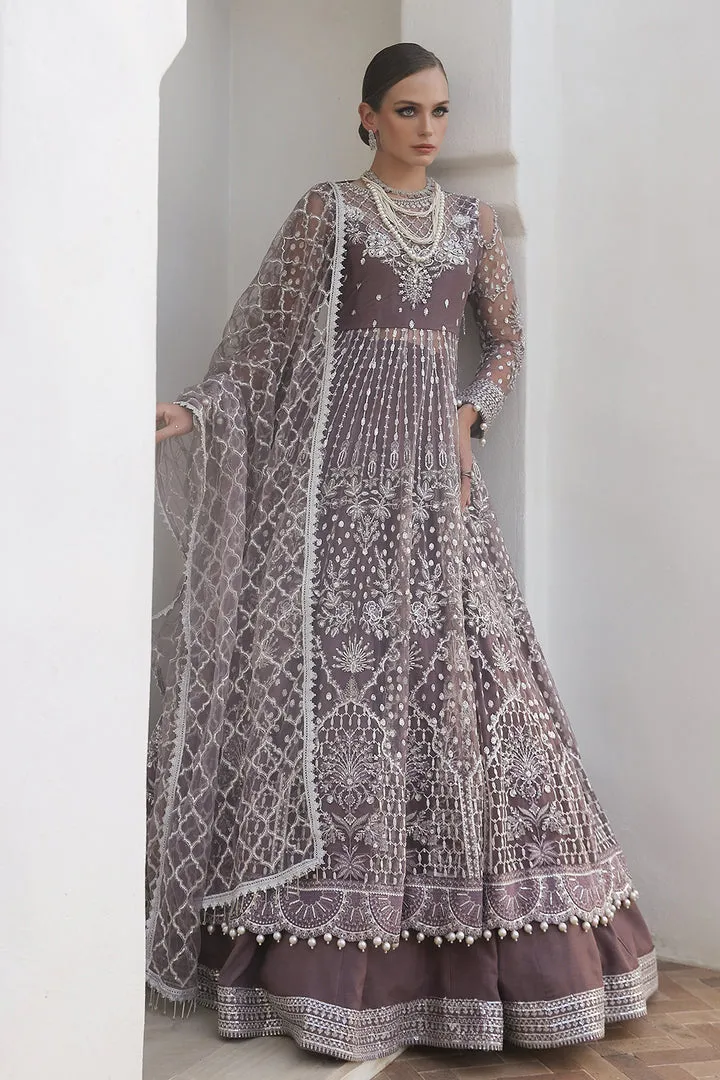 Smoke Purple Heavily Embroidered Pishwas Pakistani Wedding Dress