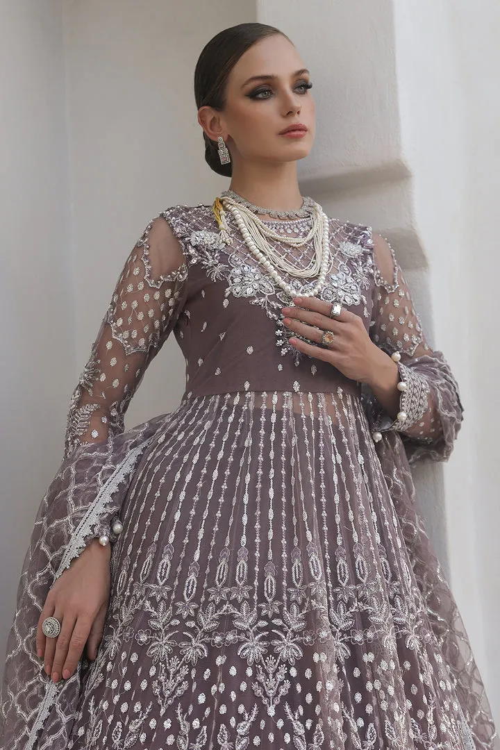 Smoke Purple Heavily Embroidered Pishwas Pakistani Wedding Dress