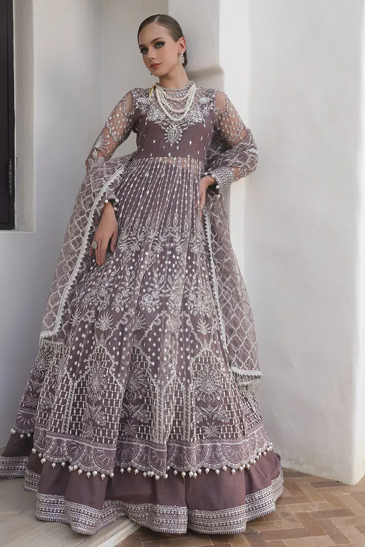 Smoke Purple Heavily Embroidered Pishwas Pakistani Wedding Dress
