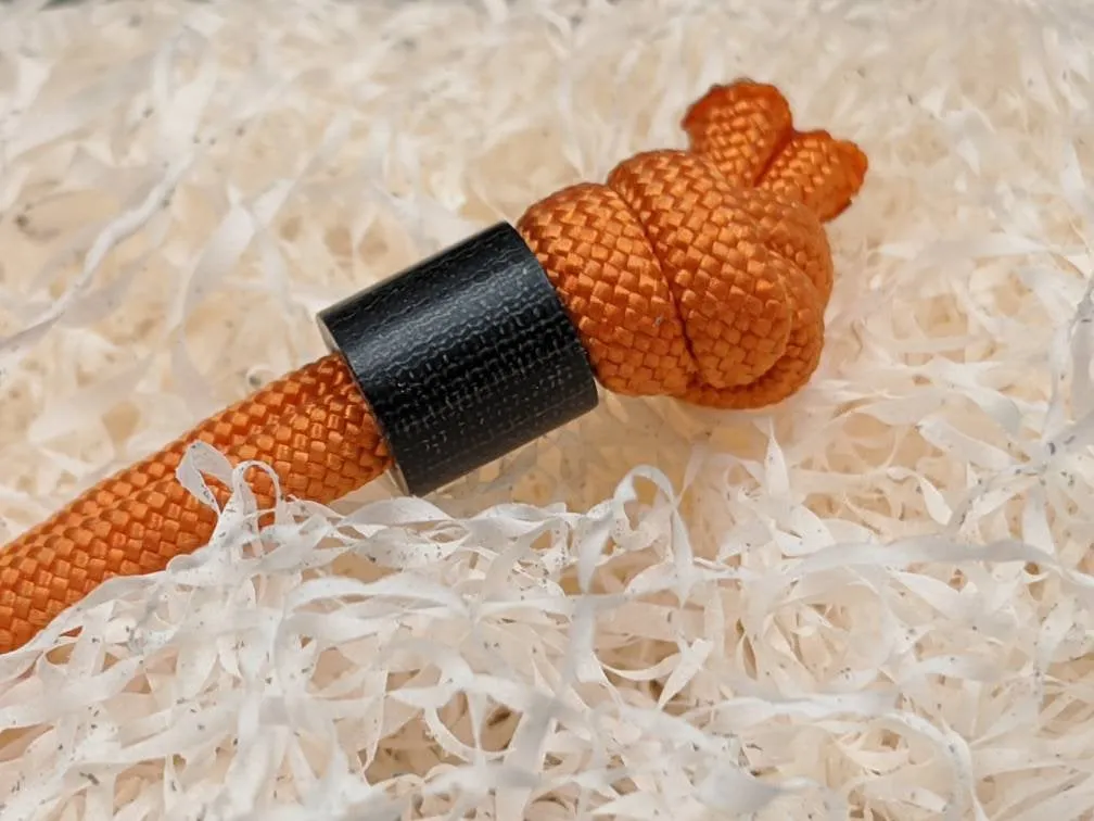 Smooth Texture Black Linen Micarta Lanyard  and a Free Paracord Lanyard