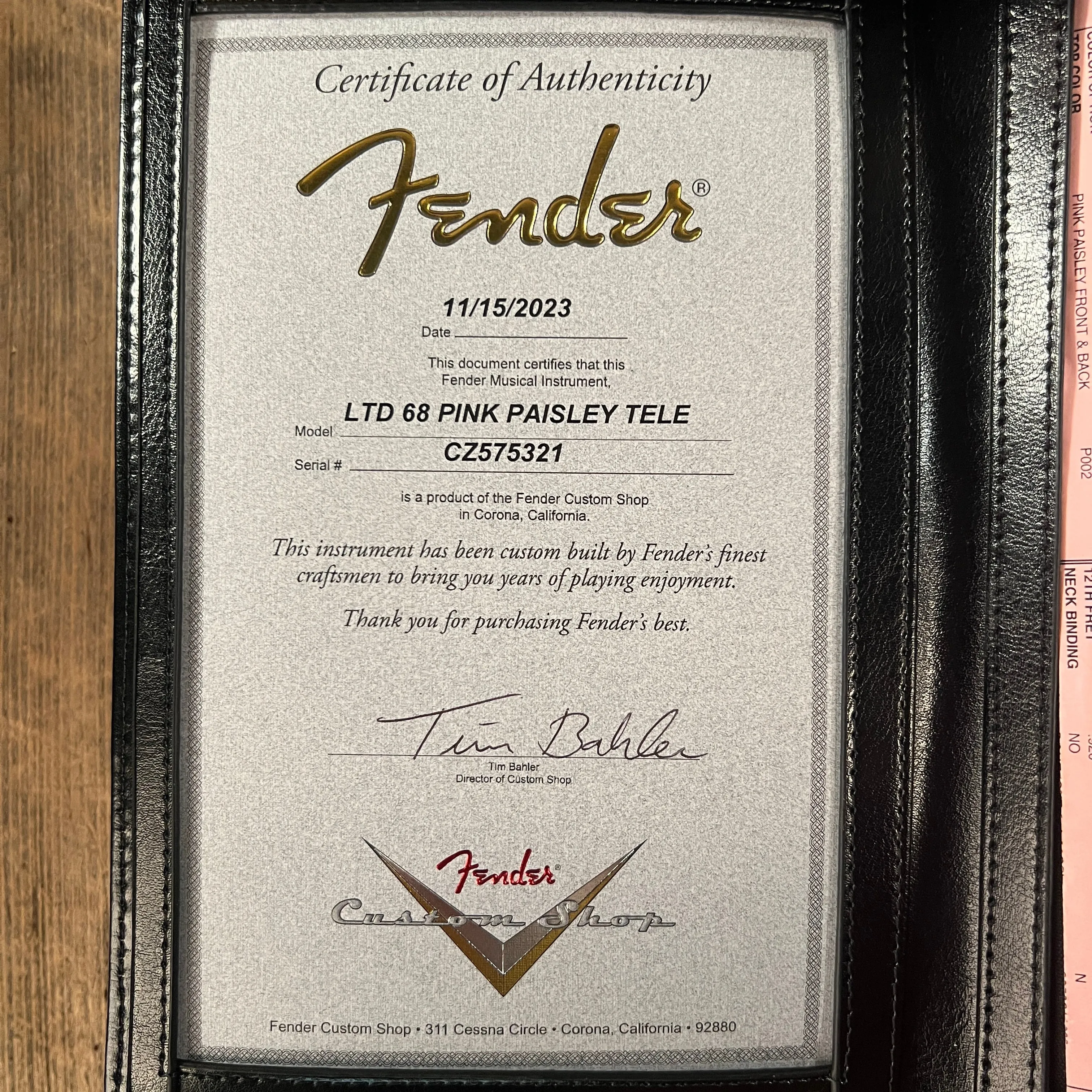 SOLD - Fender LTD '68 Pink Paisley Tele Limited Edition Custom Shop Relic 2023